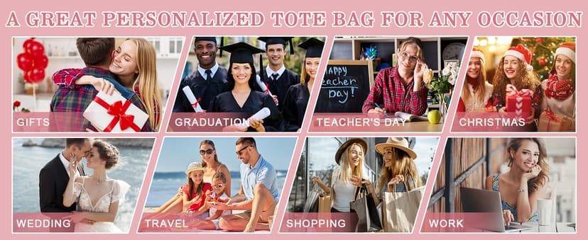 YOOLIFE Beach Bags for Women - Initial Canvas Tote Waterproof Bag with Makeup Bag Gifts for Women Mom Friend Birthday Her