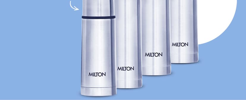 Milton Thermosteel Flip Lid 500, Double Walled Vacuum Insulated Thermos 500 ml | 16 oz | 24 Hours Hot and Cold Water Bottle with Cover, Stainless Steel, BPA Free, Leak Proof | Silver