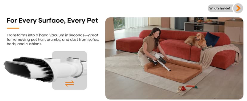 ElecKeys Cordless Vacuum Cleaner, 580W 48KPA 65Mins Vacuum Cleaners for Home, Self-Standing Anti-Tangle Vacuum with LED Display, Rechargeable, Lightweight, Cordless Vacuum for Floors/Pet Hair/Carpets