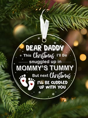 HEXMOZ First Time Dad Gifts - New Dad Gifts - Bumps First Christmas Ornament - Pregnancy Announcement for Husband, Soon to Be Daddy, 1st Time Daddy Gift - Expecting Baby on The Way