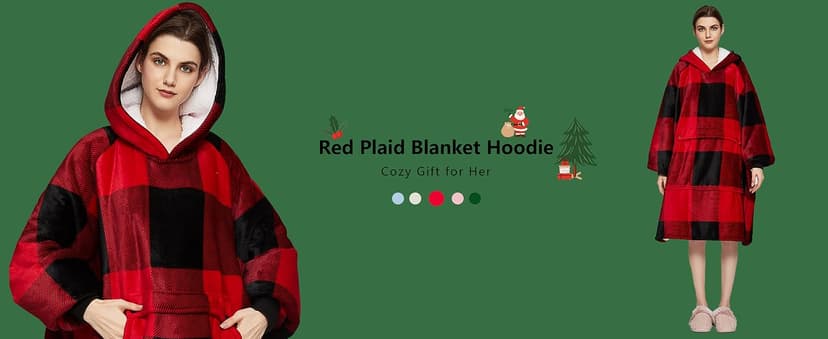 KFUBUO Wearable Blanket Hoodie for Adults Sherpa All Patterns Oversized Sweatshirt Blanket with Pockets Cute Birthday Gifts for Sister Strawberry