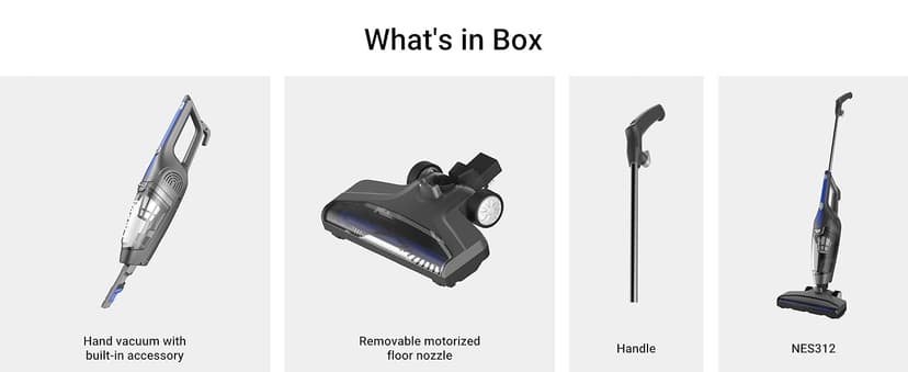 Eureka Corded Stick Vacuum Cleaner for Home Pet Hair, Lightweight Stick Vacuum Cleaner with Powerful Suction for Carpet Tile and Hard Floor, Blue, 3-in-1 Handheld Vac NES312