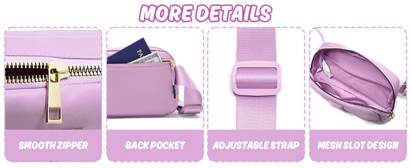 Gitus Gifts for 8 9 10 11 12 Year Old Girls Belt Bag Fanny Pack Crossbody Bags with Initial Letter Patch Cute Stuff Birthday Gifts for Teen Girls Women Personalized Trend Stuff (Lavender-E)