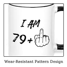 YHRJWN 80th Birthday Gifts for Women Men, I Am 79 Plus Middle Finger Coffee Mug, 80th Birthday Gifts Ideas for Best Friends, Grandma, Grandpa, Best 80 Year Old Gifts for Her Him, Novelty Cup, 11 Oz