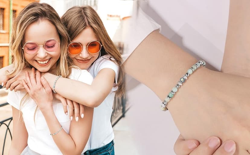 𝗚𝗶𝗳𝘁𝘀 𝗳𝗼𝗿 𝗪𝗼𝗺𝗲𝗻 𝗠𝗼𝗼𝗻𝘀𝘁𝗼𝗻𝗲 𝗕𝗿𝗮𝗰𝗲𝗹𝗲𝘁 Amazonite Colorful Imperial Jasper Stainless Steel Beads Bracelets, Graduation Mothers Day Christmas Birthday Gifts for Her Women