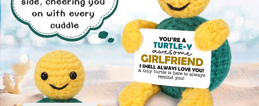 Girlfriend Gifts for Her, To My Love Birthday Anniversary Wedding Graduation Gift for Girlfriend Her from Boyfriend, Romantic I Love You Gift for Girlfriends, Handmade Positive Crochet Animals Turtle