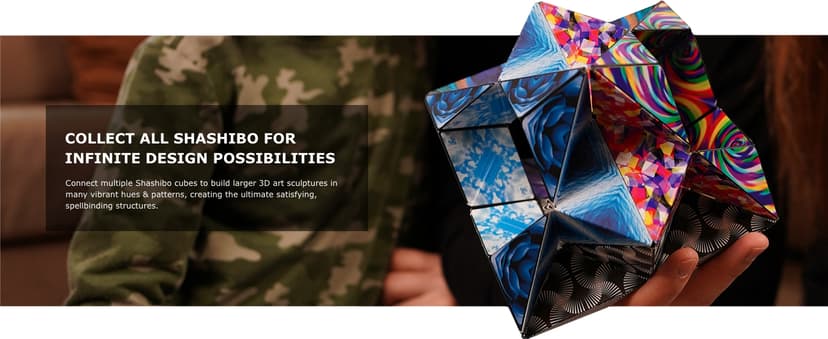 SHASHIBO Shape Shifting Box - Award-Winning Fidget Toy w/ 36 Rare Earth Magnets - Fidget Cube Transforms Into Over 70 Shapes, Sensory Toy Gift for Kids, Teens, and Adults (Wings)