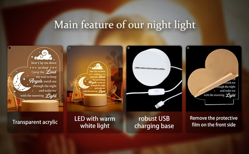 Baptism Gifts for Girl Boy, Nursery Decor Night Light Gifts for Bedtime Prayer, Baby Christening Gifts for Boys Girls, Dedication Gifts Baptismal Gifts Birthday Gifts for Kids, Baptism Decorations