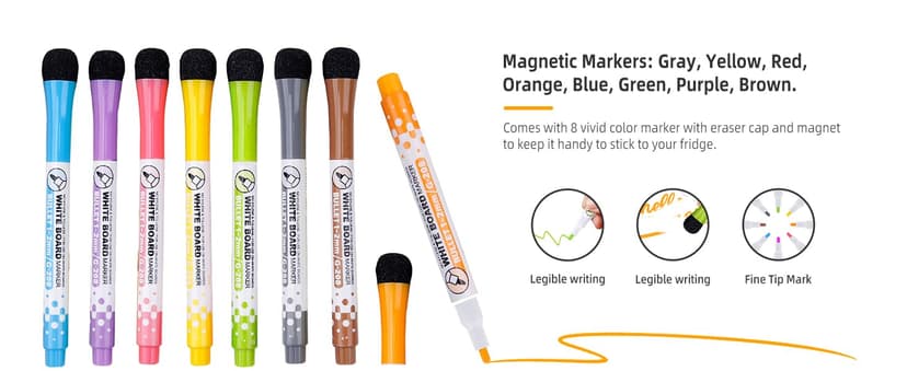 Hivillexun Magnetic Dry Erase Calendar Whiteboard Set (3-Pack) for Fridge, Wall, and Refrigerator Organization – Monthly, Weekly, and Daily Planners with 8 Markers and Eraser