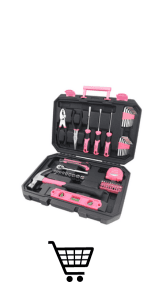 Apollo Tools Original 39 Piece General Household Tool Set in Toolbox Storage Case with Essential Hand Tools for Everyday Home Repairs, DIY and Crafts - Pink Ribbon - Pink - DT9706P