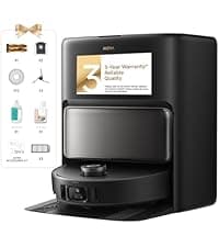 Mova V50 Ultra Complete Robot Vacuum and Mop Self-Cleaning, 24,000 Pa Suction, Liftable Navigation with Obstacle Overcoming and Warm Water Mopping with DuoSolution System Designed for Pets, Black