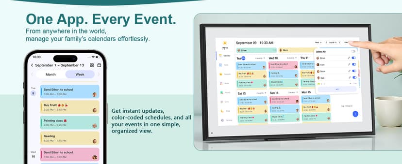 Canupdog 15.6 Inch Digital Calendar Wall Planner 2025-2026 – HD Touchscreen Smart Photo Display for Family Schedules, 32GB Electronic Calendar Chore Chart + To-do List, Christmas Gifts for Women Mom
