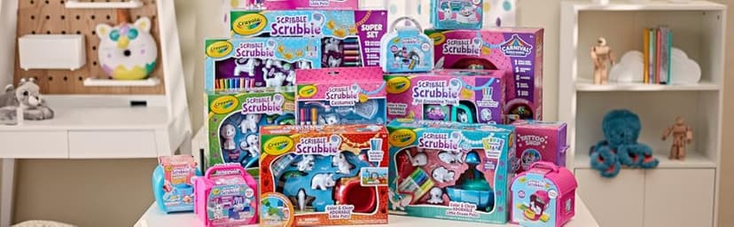 Crayola Scribble Scrubbies Glam Pack (4 Pets), Holiday for Kids, Washable Pet Care Toy, Coloring Animal Craft, Stocking Stuffer Toys for Girls & Boys, 3+