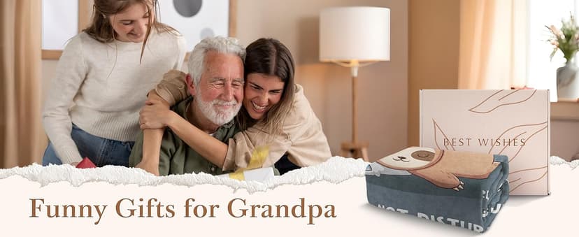 Funny Grandpa Gifts, Grandpa is Charging Sloth Blanket, Grandpas Birthday Gifts, Gift for Grandpas from Grandkids for Christmas Fathers Day, Soft Sloth Blanket for Grandfather 60" x 50"