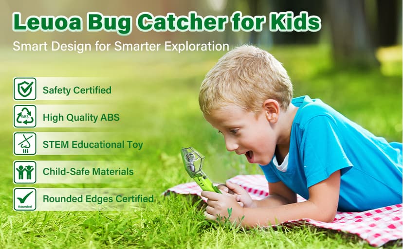 Bug Catcher for Kids, Insect Trap Kit with 6X Magnifier Glass - STEM Educational Exploration Tool for Indoor and Outdoor,Christmas Birthday Gifts Toys for Adults, Boys, and Girls, Green