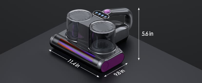 Mattress Vacuum Bed Vacuum Cleaner 16Kpa Suction 253.7nm UV-C Light, 140°F Heated Air, 30000 RPM Brushroll, Ultrasonic, HEPA Filter, Handheld Vacuums for Carpet/Sofa, 500W Corded, (Dark Gray)