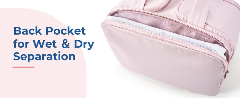 BAGSMART Travel Toiletry Bag, Lightweight Large Wide-open Travel Bag for Women, Puffy Cosmetic Makeup Bag Organizer with Handle for Accessories,Essentials, Toiletries, Dark Pink