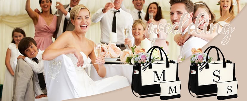 YOOLIFE Gifts for Women - Initial Tote Bag & Makeup Bag, Birthday Gifts for Women Mom Wife Teacher Friend