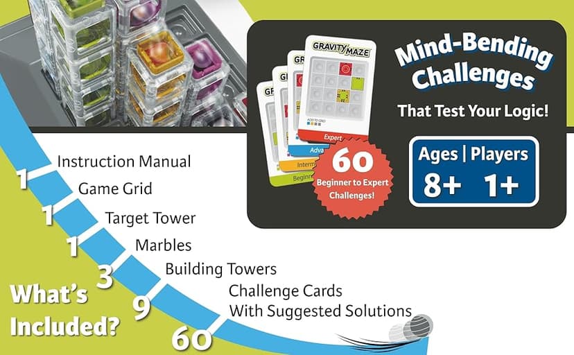 ThinkFun Gravity Maze - Falling Marble Logic Game - Challenging STEM Toy for Kids 8-12 - Gravity Marble Maze - Brain-Building Fun - Educational Gift - Boosts Critical Thinking & Problem Solving