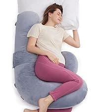 Momcozy Pregnancy Pillows for Sleeping, U Shaped Full Body Maternity Pillow with Removable Cover - Support for Back, Legs, Belly, HIPS for Pregnant Women, 57 Inch Pregnancy Pillow for Women, Grey