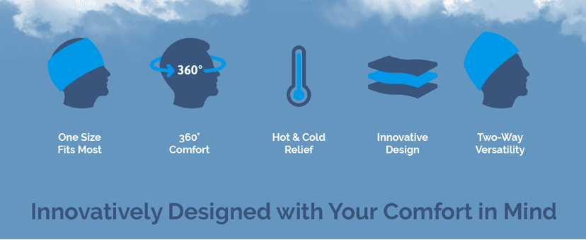 TheraICE Headache Relief Cap, Migraine Ice Pack Mask Products, Women Cooling Gel Hat, Face Cold Compress Head Wrap for Her Stress. Great Birthday Gift for Mom, Sister, Grandma, Girlfriend, & Teacher