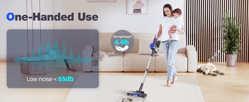 Cordless Vacuum Cleaner, Upgraded 40Kpa Stick Vacuum Cleaners for Home, 8 in 1 Lightweight with Self-Standing, 1.5L Dust Cup & Anti-tangle, Rechargeable Vacuum for Hard Floors Carpets Pet Hair