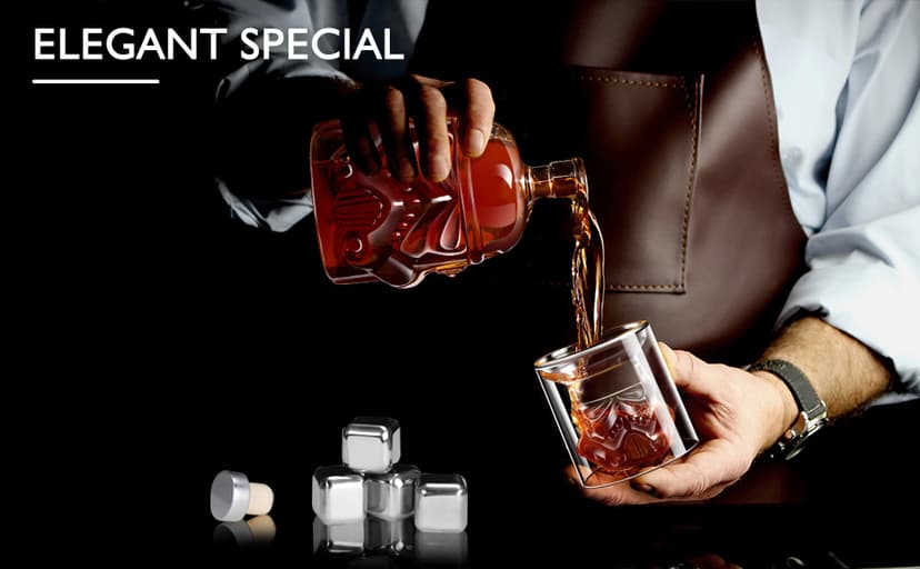 Whiskey Decanter Set Transparent Creative with 2 150ml Glasses, Whiskey Carafe for Brandy,Scotch,Vodka,Gifts for Dad,Husband,Boyfriend