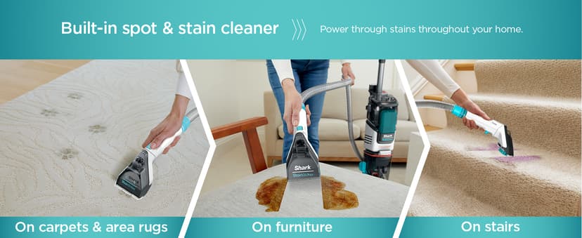 Shark CarpetXpert with StainStriker Upright Carpet, Area Rug & Upholstery Cleaner with Pet Mess Extractor Tool, Perfect for Pets, Carpet Shampooer, 3 Cleaning Tools, Cleaning Solutions, White, EX201
