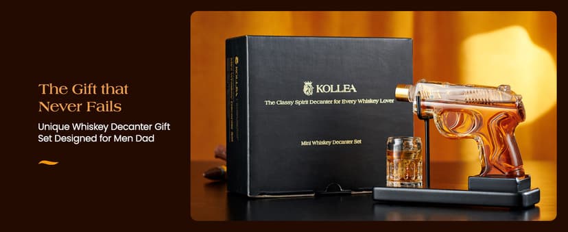 Birthday Gifts for Men Dad, Kollea Gun Whiskey Decanter Sets for Men, Shot Glass, Funny Gift Idea for Him Brother, Liquor Dispenser for Bar, Alcohol, Anniversary, Christmas, Military Present, Cave