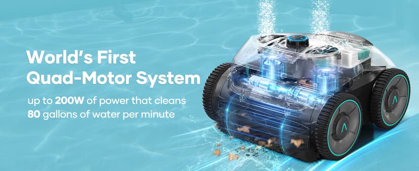 AIPER Cordless Robotic Pool Cleaner, WavePath Navigation, Wall-Climbing, Quad-Motor, 150 mins Runtime for Inground Pools up to 1,600 sq.ft, Seagull Pro ZT6002 (Renewed)