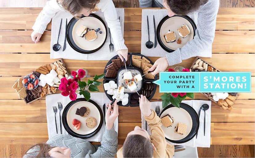 Kusini Smores Maker Tabletop Indoor - Flameless Electric Marshmallow Roaster – 4 Detachable Trays & 4 Roasting Forks – Gift Set & Date Night Idea. Movie Night Supplies & Housewarming Gift