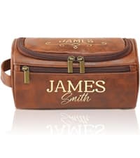 Sparklove Personalized Leather Toiletry Bag for Men, Custom Shaving Bags, Engraved Monogrammed Travel Bag, Birthday Gifts for Boyfirends, Groomsmen, Dad, Son Husband Father's Day, Wedding, Anniversay