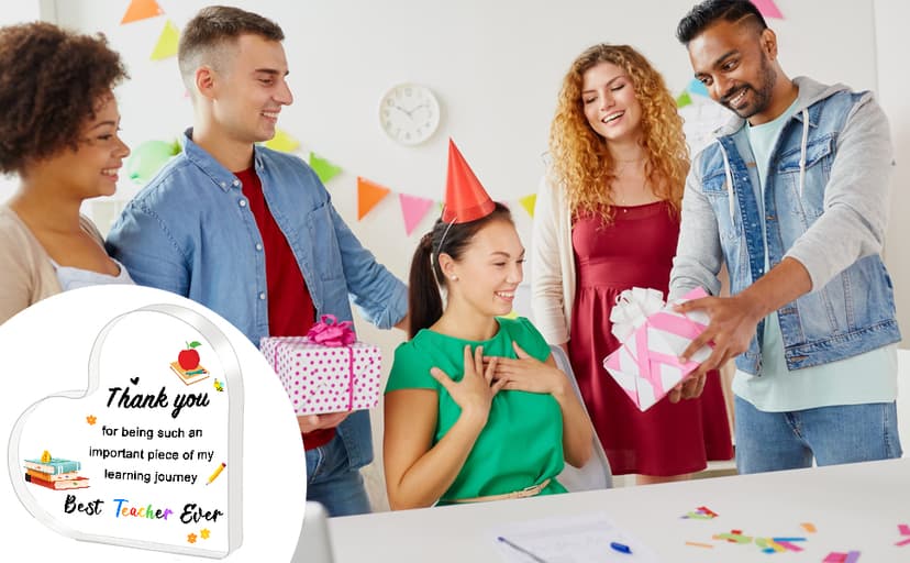 Teacher Valentine Gift, Valentines Day Gifts for Teachers - Acrylic Heart Plaque 4×4 in, End of Year Thank You Teacher Gifts for Women Men, Teacher Retirement Gifts, Keepsake & Paperweight