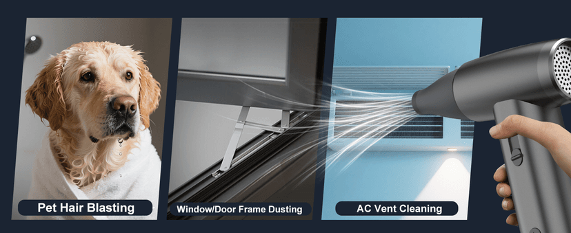 Metal Electric Compressed Air Duster, 300000RPM Brushless Motor with Stepless Speed, Rechargeable Cordless Mini Blower for Computer Keyboard Cleaning, Car Detailing, House and Outdoor Use(Black)