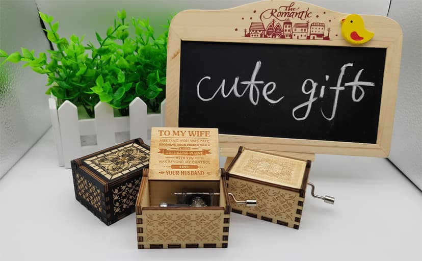 Music Box Gift for Wife - Romantic Birthday Valentine Anniversary Christmas to My Wife Gifts from Husband Boyfriend Love Women Girl Girlfriend Wooden Hand Crank Musical Box Play You are My Sunshine