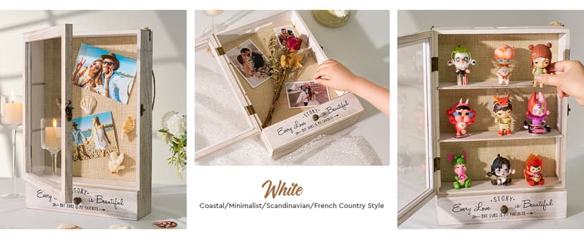 AW BRIDAL 11X16 Large Shadow Box Picture Frames Deep Shadow Boxes Display Cases with Removable Shelves and Drawers, Brown Wooden Memory Boxes for Keepsakes with Slot Christmas Decorations Gifts