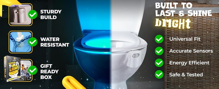 Toilet Bowl Night Light - Unique Cool Gadget with Motion Sensors & Multi Color LED - Funny Gag Gifts for Men, Dad, Husband, Boyfriend - Fun Birthday Present for Him