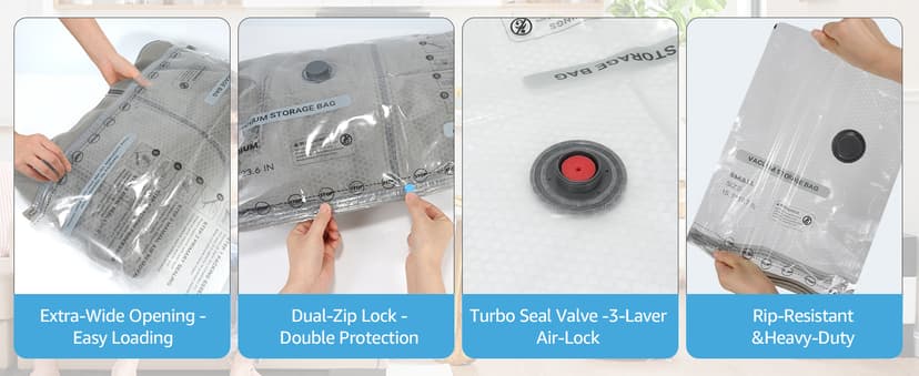 Vacuum Bags for Travel with Rechargeable Pump, 3 Sizes Vacuum Seal Bags for Clothing, Compression Vacuum Travel Bags for Luggage, Vacuum Packing Bags for Closet Organization (15 Combo Travel Size)