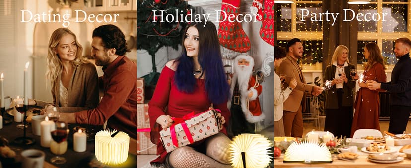 Book Lovers Gifts BookLamp - 5 Color Lights, 1200mAh Battery, Foldable Paper Lamp as Book Decor & Accessories, Hot Foil Cover Design, Unique Gifts for Women or Friends & Christmas