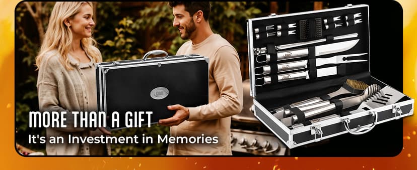 Kaluns Grilling Accessories, Birthday Gifts for Men Grilling Gifts, Heavy Duty Stainless Steel BBQ Grill Tools Set for Outdoor Grill with Aluminum Case and Apron, Husband Dad Gifts for Christmas