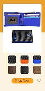 RUNBOX Slim Wallets for Men - Leather Money Clip Mens Wallet - RFID Blocking Front Pocket Bifold Wallet - Thin Credit Card Holder with Gift Box