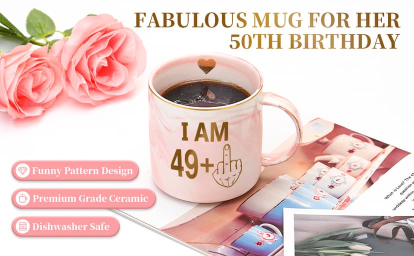 50th Birthday Gifts for Her Funny Happy 50th Birthday Decorations for Women 50 Year Old Gifts for Woman 50 and Fabulous Gift for Woman Sister Mom Best Friend Wife - Coffee Mug Makeup Bag Toilet Paper
