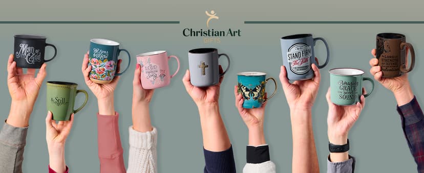 Christian Art Gifts Set of Four Rustic Stoneware Coffee/Tea Mugs w/Bible Verses Sage Green, Ivory, Paprika Red, Pumpkin Orange Inspirational Coffee/Tea Cup for Men and Women