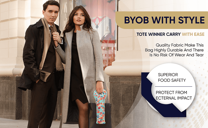 Made Easy Kit Insulated Wine Tote - Neoprene Wine Carrier Bag with Magnetic Handle Clasp - Wine Bottle Protective Travel Bag - Perfect for Gifting Travel or Gift Bag - Set of 3 (Floral Patterns)