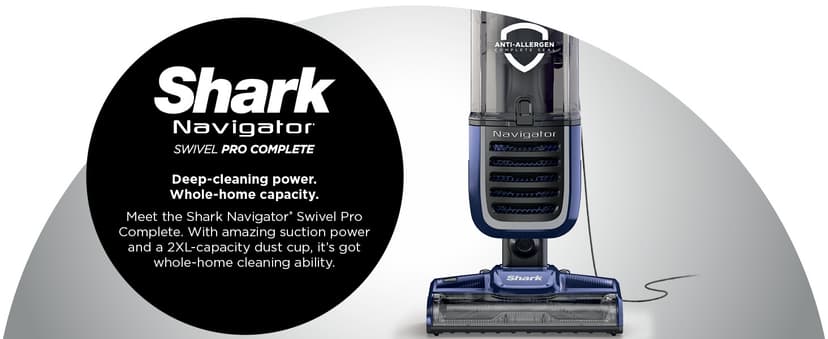 Shark NV151 Navigator Swivel Pro Complete Upright Vacuum with HEPA Filtration, Swivel Steering, Pet Power Brush, Crevice Tool & Upholstery Tool, for Pet Hair & Multi-Surface Cleaning, Navy