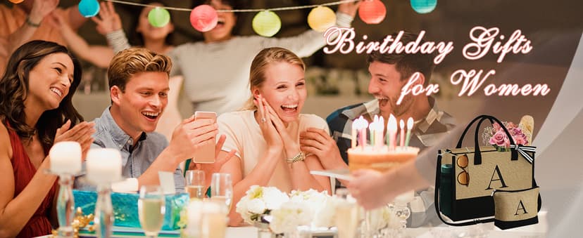 YOOLIFE Personalized Gifts for Women - Initial Jute Tote Bag & Makeup Bag, Birthday Gifts for Women Mom Wife Teacher Friend