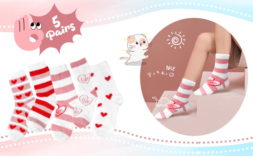 FilmHOO Fuzzy Socks for Women Cozy Fluffy Warm Socks Birthday Christmas Gifts for Women Mom Valentines Day Gifts for Her