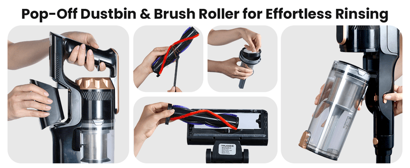 Trucozie Cordless Vacuum Cleaner, Self-Standing Lightweight Stick Vacuum with 50 mins Runtime, Powerful Suction, Anti-Tangle Wireless Vacuum for Home, Hardwood Floor, Carpet, Pet Hair, Black