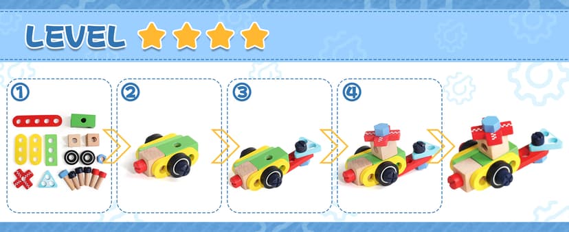 Kids Tool Set with Drill, Educational Montessori Toys for 3 Year Old Boys 44 Pcs STEM Kids Toys Wooden Toddler Tool Set with Apron & Box Christmas Birthday Gifts for 3 4 5 Year Old Boy Girl