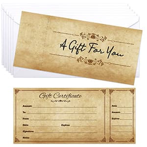 Fancy Land Gift Certificates for Business Christmas Blank Gift Card Certificate with Envelopes for Spa Salon Restaurant Custom Vouchers Supplies 25Pcs
